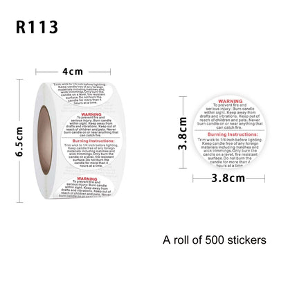 Round Warning Label Packaging Self-Adhesive Warning Sticker, 1.5 inches 3.8 cm, 1 inch 2.5 cm