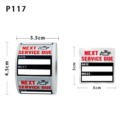 Car Oil Change/Maintenance Reminder Window Sticker