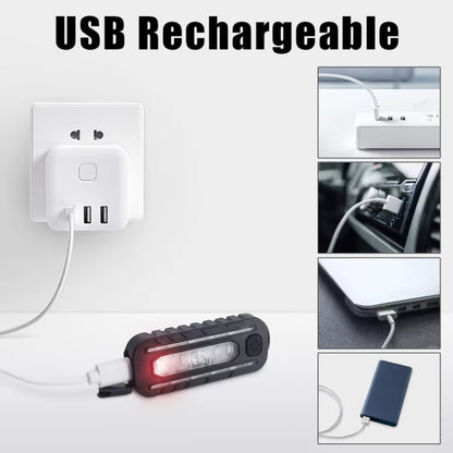 LED Shoulder Flashlight Bike Tail Light Type-C Recharge Outdoor Flashlight With Clip Patrol Safety Warning Lamp