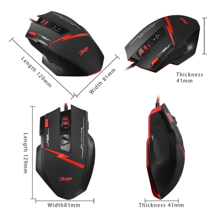 ZELOTES C8 8-buttons Ergonomic Game Programming Custom Wired Mouse