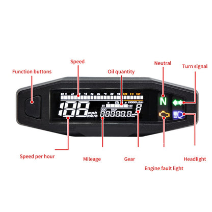 Motorcycle HD LCD Fuel Level Speed Electronic Instrument