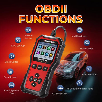 KONNWEI OBDII EOBD CAN Engine Code Reader Car Diagnostic Tool 9 Languages, KW340