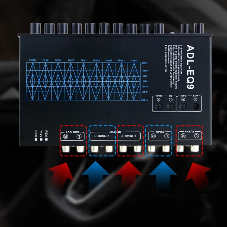 ADL-EQ9  Car Audio 9-Band Equalizer EQ Tuning Crossover Amplifier, ADL-EQ9