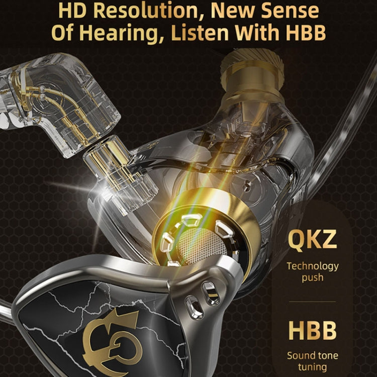 Écouteurs de téléphone portable 3,5 mm, écouteurs de sport intra-auriculaires, écouteurs de scène enfichables, QKZ HBB avec microphone, QKZ HBB Standard