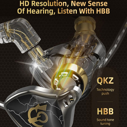 Écouteurs de téléphone portable 3,5 mm, écouteurs de sport intra-auriculaires, écouteurs de scène enfichables, QKZ HBB avec microphone, QKZ HBB Standard