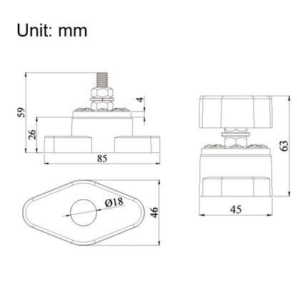 300A Car Modified Multi-channel Current Bus Terminal, AOA6313CT-M8, AOA6313CRT-M8, AOA6313CT-M10, AOA6313CRT-M10