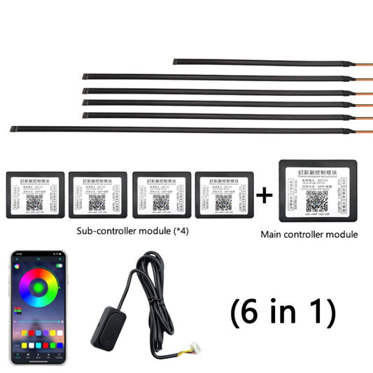 Bande lumineuse décorative colorée à LED en acrylique dissimulée pour voiture, 6 en 1, 10 en 1, 14 en 1, 18 en 1, 22 en 1
