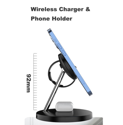 D10 3-In-1 15W Magnetic Mobile Phone Earphone Watch Wireless Fast Charger
