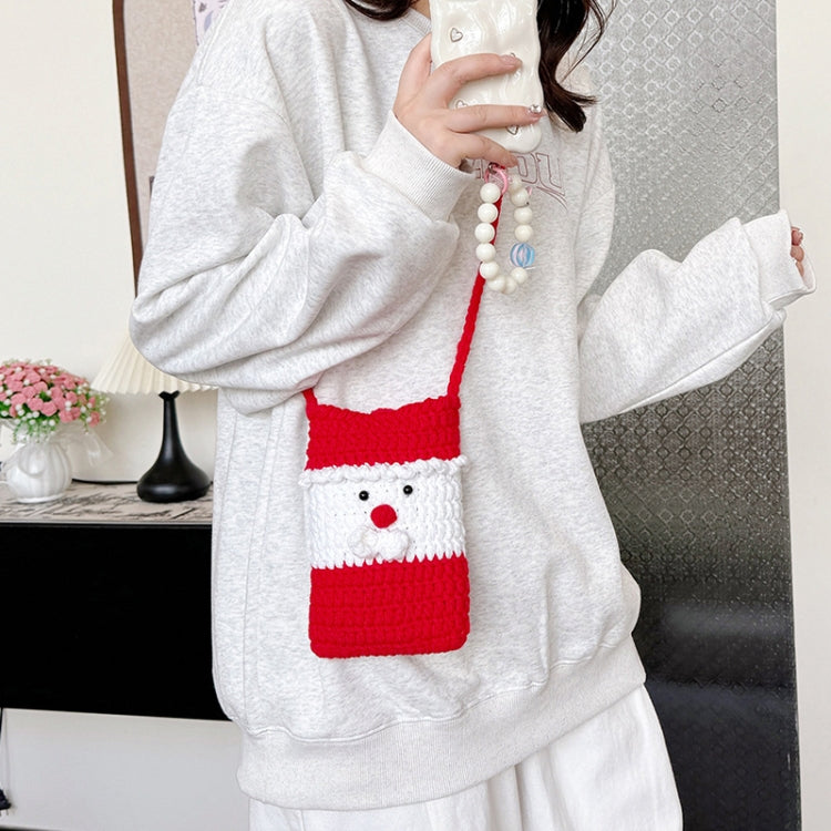 Christmas Finished Wool Crochet Mobile Phone Bag Shoulder Crossbody Bag