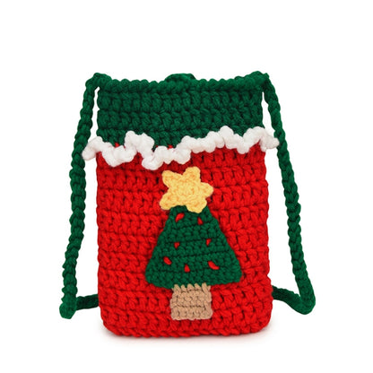 Christmas Finished Wool Crochet Mobile Phone Bag Shoulder Crossbody Bag