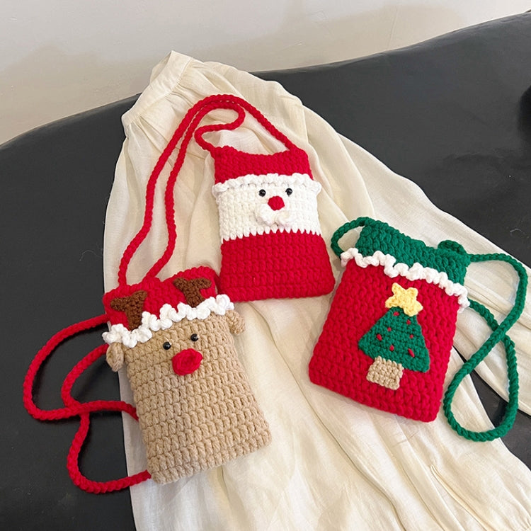 Christmas Finished Wool Crochet Mobile Phone Bag Shoulder Crossbody Bag