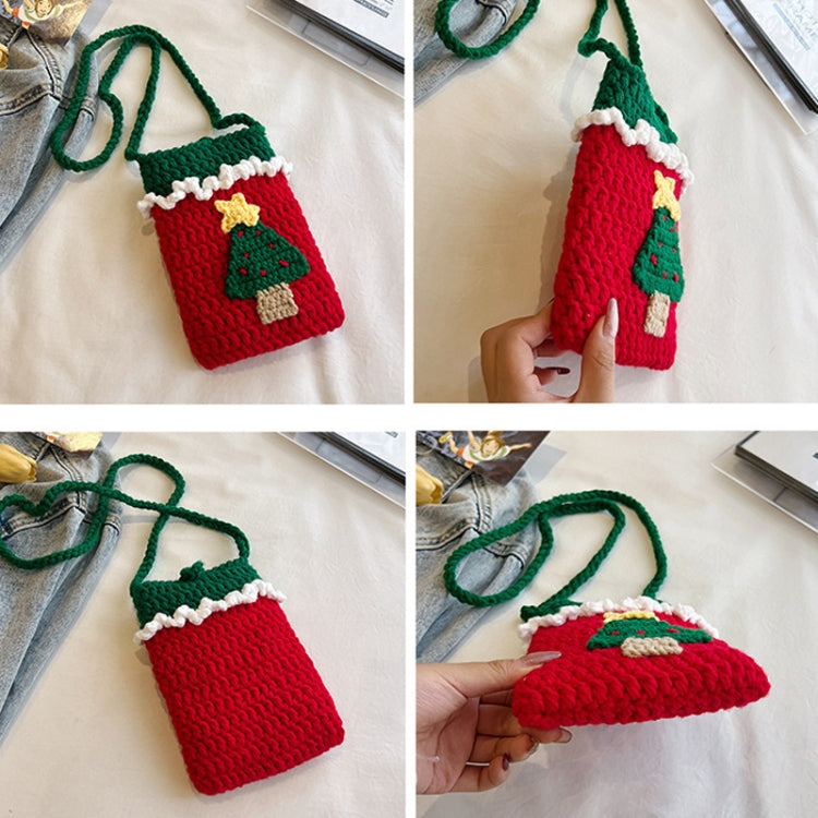 Christmas Finished Wool Crochet Mobile Phone Bag Shoulder Crossbody Bag
