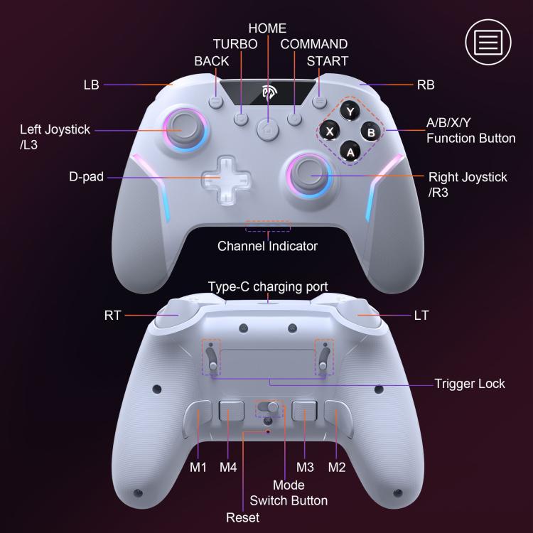 EasySMX  X20 Wireless Enhanced RGB Controller For PC/NS/TV/Phone/Laptop, X20