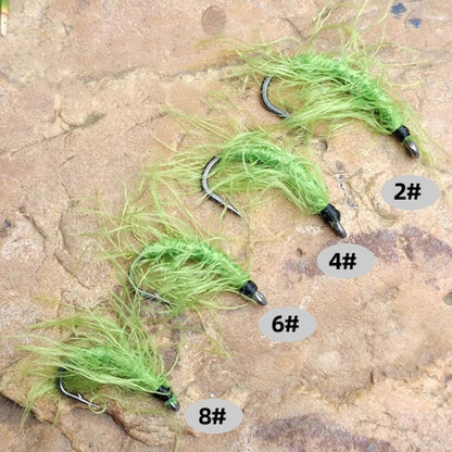 Hameçons de pêche pour herbe aquatique imitation, hameçons anti-herbe, hameçon simple, 4 pièces/boîte d'hameçons, 3 pièces/ensemble de cordes