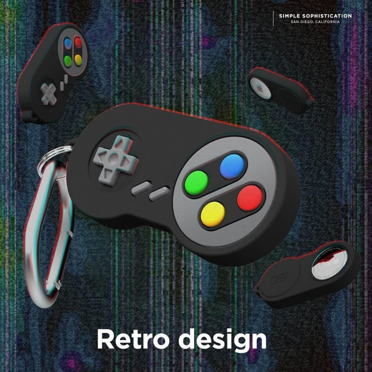 For AirTag Tracker Retro Game Console Shape Silicone Case with Carabiner