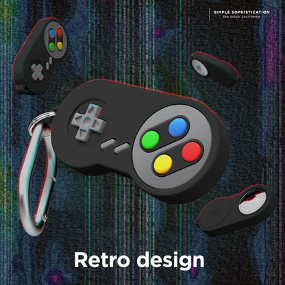For AirTag Tracker Retro Game Console Shape Silicone Case with Carabiner