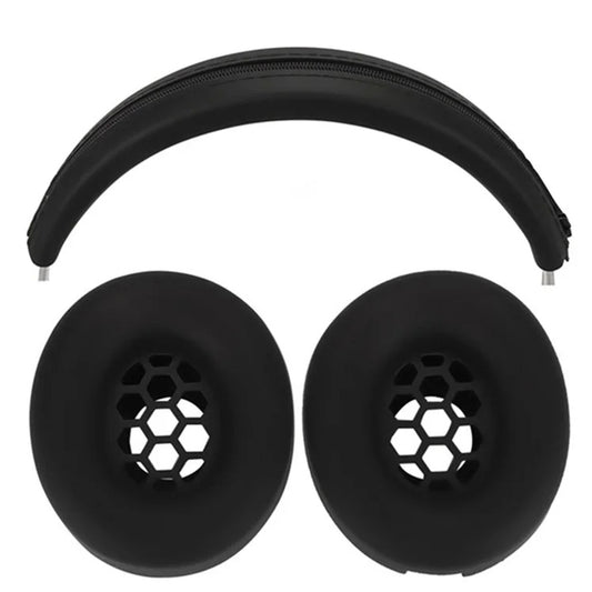 For Beats Studio Pro Headphones Silicone Ear Cushion + Headband Cover Set, Set Black, Set Beige, Set Red, Set Deep Blue