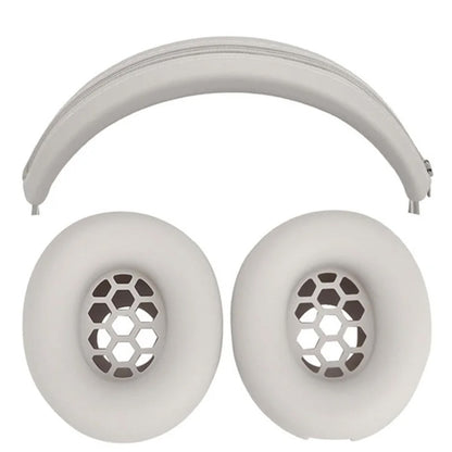 For Beats Studio Pro Headphones Silicone Ear Cushion + Headband Cover Set, Set Black, Set Beige, Set Red, Set Deep Blue