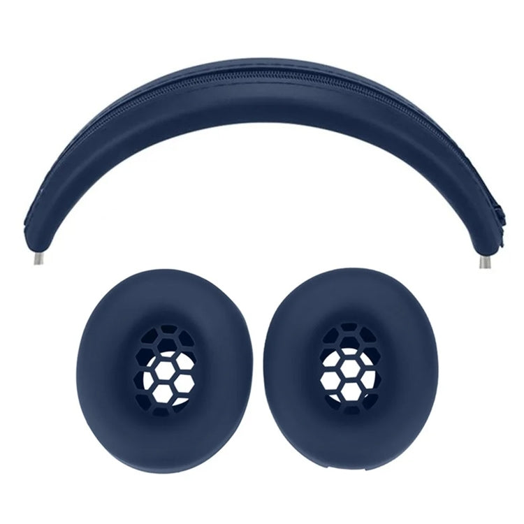 For Beats Studio Pro Headphones Silicone Ear Cushion + Headband Cover Set, Set Black, Set Beige, Set Red, Set Deep Blue