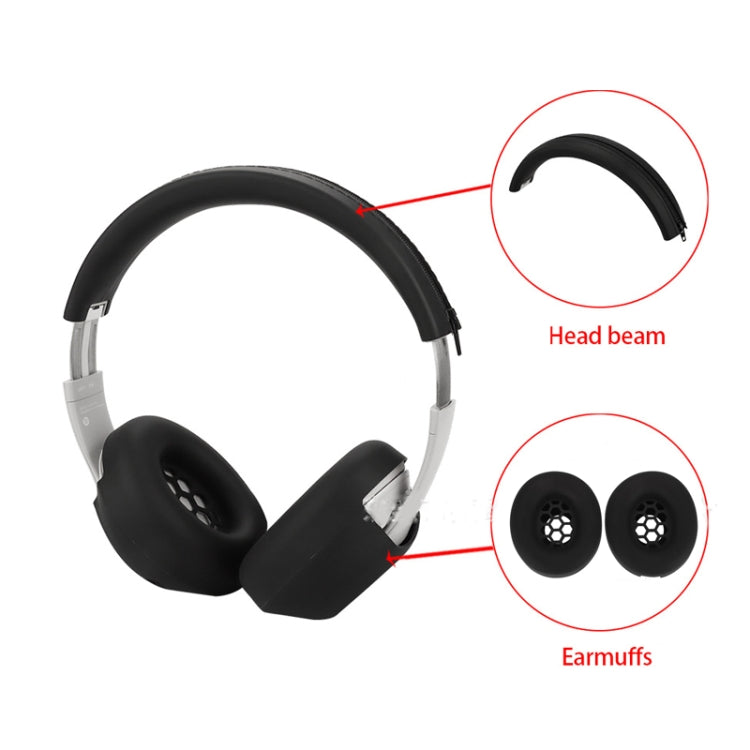 For Beats Studio Pro Headphones Silicone Ear Cushion + Headband Cover Set, Set Black, Set Beige, Set Red, Set Deep Blue
