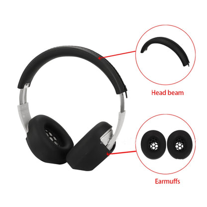 For Beats Studio Pro Headphones Silicone Ear Cushion + Headband Cover Set, Set Black, Set Beige, Set Red, Set Deep Blue
