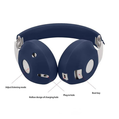 For Beats Studio Pro Headphones Silicone Ear Cushion + Headband Cover Set, Set Black, Set Beige, Set Red, Set Deep Blue