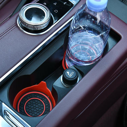 Car Bowl-shaped Non-slip Heat-insulating Double-ring Water Coaster, Black, Red, Gray, Pink, Blue, Yellow, White, Purple