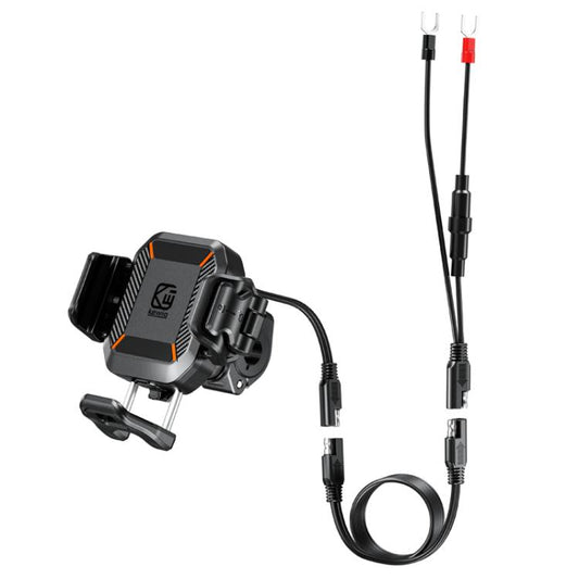 Support de fixation pour téléphone portable Kewig M33-A5 avec amortisseur, antivol et chargeur sans fil QI 15 W pour l'extérieur, M33-A5