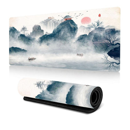 Ink Painting Cherry Blossom Rubber Non-Slip Mouse Pad Desk Mat, 300x600x2mm, 300x700x2mm, 300x800x2mm, 400x900x2mm