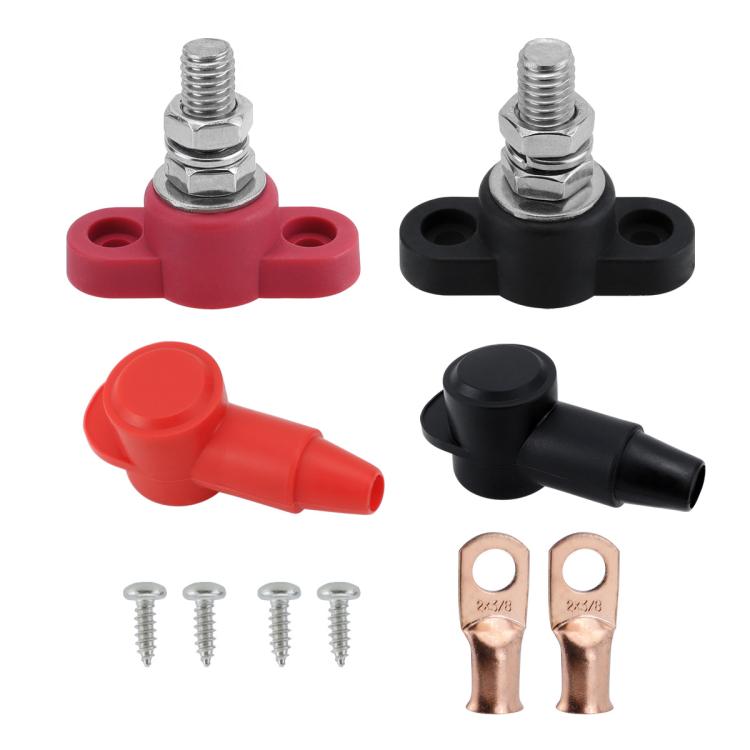12V RV Yacht M10 Single Pole Battery Terminal, Red, Black, Red Black Pair