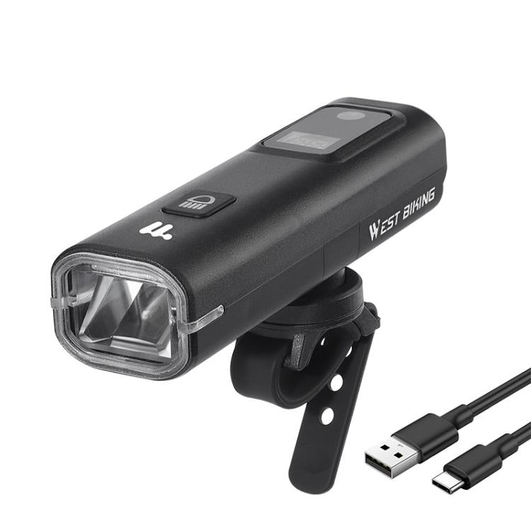 WEST BIKING Bicycle Waterproof TYPE-C Rechargeable High-Brightness Headlight, Regular, Digital Battery Display