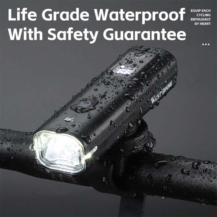WEST BIKING Bicycle Waterproof TYPE-C Rechargeable High-Brightness Headlight, Regular, Digital Battery Display