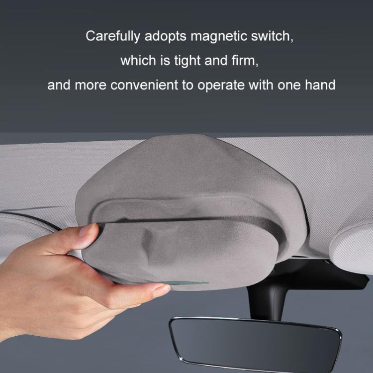 For Tesla Suede Leather Glasses Storage Box, 2024 Model 3 Beige, 2024 Model 3 Black, Model Y Beige, Model Y Black, Model 3 Beige, Model 3 Black