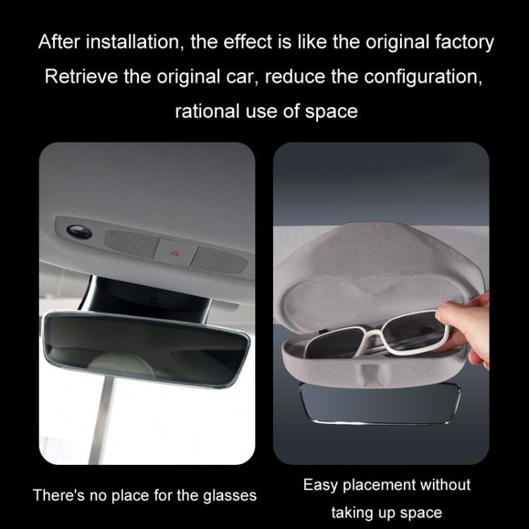 For Tesla Suede Leather Glasses Storage Box, 2024 Model 3 Beige, 2024 Model 3 Black, Model Y Beige, Model Y Black, Model 3 Beige, Model 3 Black