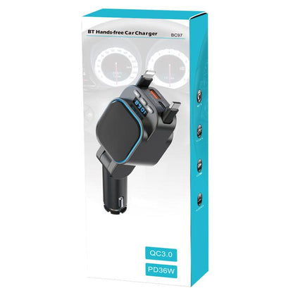 Dual Retractable Cable Car Charger Automobile Bluetooth MP3 Player, BC97