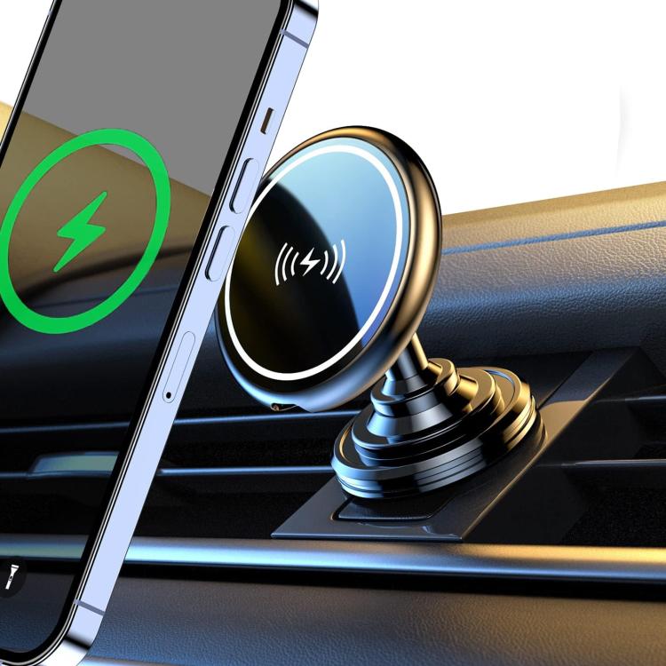 15W Car Magnetic Wireless Charging Phone Holder Alloy Base