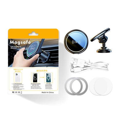 15W Car Magnetic Wireless Charging Phone Holder Alloy Base