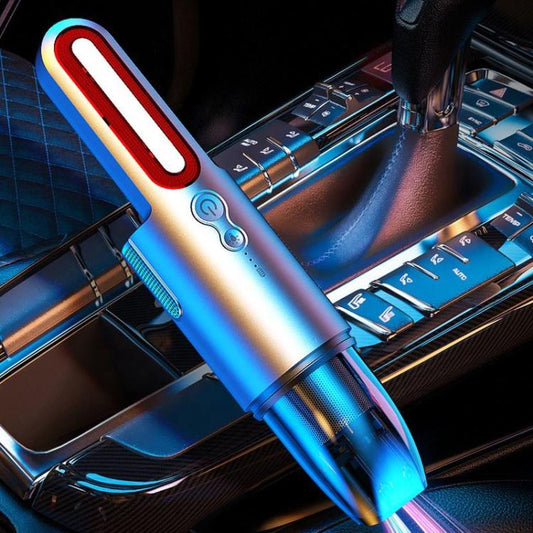 Mini aspirateur de voiture portable puissant avec lumière clignotante LED et éclairage extérieur, V8