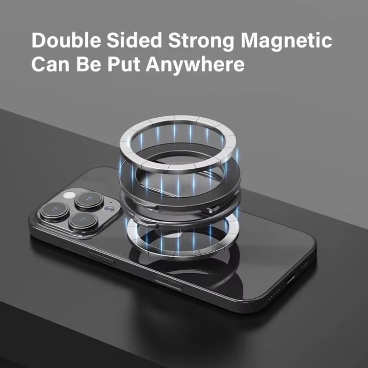 Foldable Double-sided Magnetic Phone Holder Gym Car Universal Stand, Mirror Type Black, Mirror Type Silver
