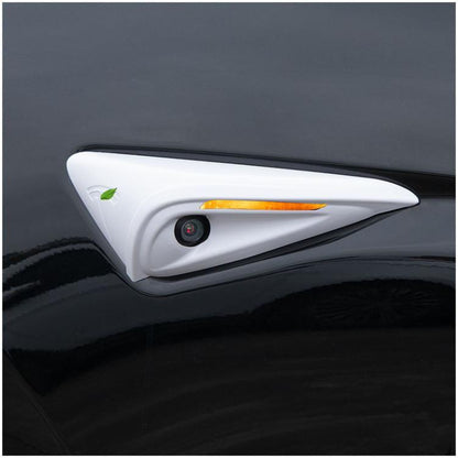 For Tesla 2024 Model 3 Fenders Side Labels Camera Cover Stickers, Glossy Carbon Fiber Texture, Matt Carbon Fiber Texture, Piano Paint Bright Black, Frosted Matt Black, Bright Red