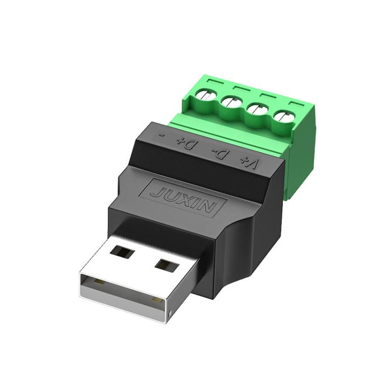 JUXIN USB2.0 Plug Adapter Type-A to 4 Pin Screw Terminal Block Connector, Male, Female