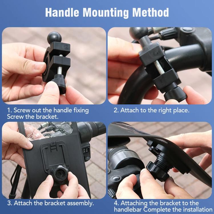 Support de montage pour sac de téléphone étanche pour vélo Rotation à 360 degrés Support de téléphone portable pour moto, modèle de guidon, modèle de rétroviseur