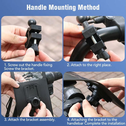 Support de montage pour sac de téléphone étanche pour vélo Rotation à 360 degrés Support de téléphone portable pour moto, modèle de guidon, modèle de rétroviseur