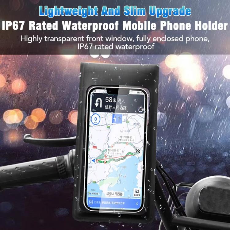 Support de montage pour sac de téléphone étanche pour vélo Rotation à 360 degrés Support de téléphone portable pour moto, modèle de guidon, modèle de rétroviseur