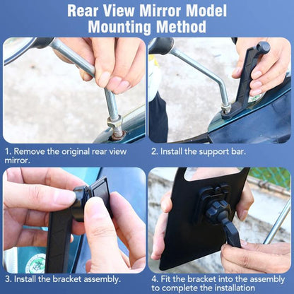 Support de montage pour sac de téléphone étanche pour vélo Rotation à 360 degrés Support de téléphone portable pour moto, modèle de guidon, modèle de rétroviseur