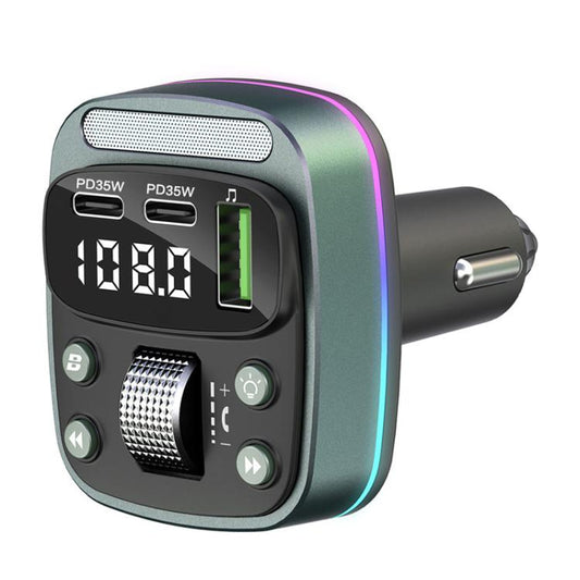 Chargeur Rapide Transmetteur FM Bluetooth MP3 GZ08 avec Affichage de Tension pour Voiture