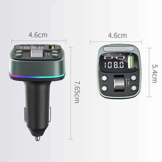 Chargeur Rapide Transmetteur FM Bluetooth MP3 GZ08 avec Affichage de Tension pour Voiture