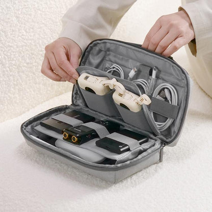 Business Trip Double Layer RPET Digital Cable Storage Bag Bluetooth Earphone Storage Organizer Handbag