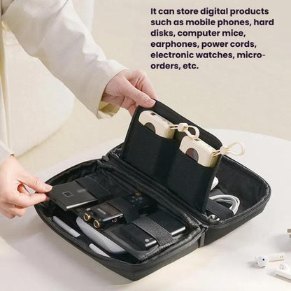 Business Trip Double Layer RPET Digital Cable Storage Bag Bluetooth Earphone Storage Organizer Handbag