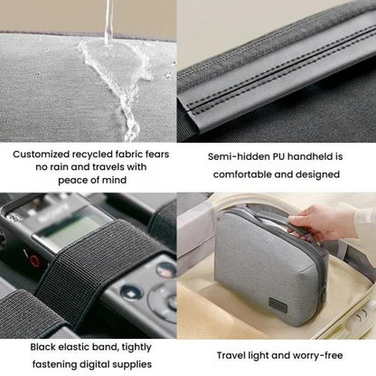 Business Trip Double Layer RPET Digital Cable Storage Bag Bluetooth Earphone Storage Organizer Handbag